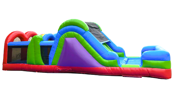 31' L WACKY OBSTACLE COMBO - DUAL LANE SLIDE W/POOL - WET\DRY USE 